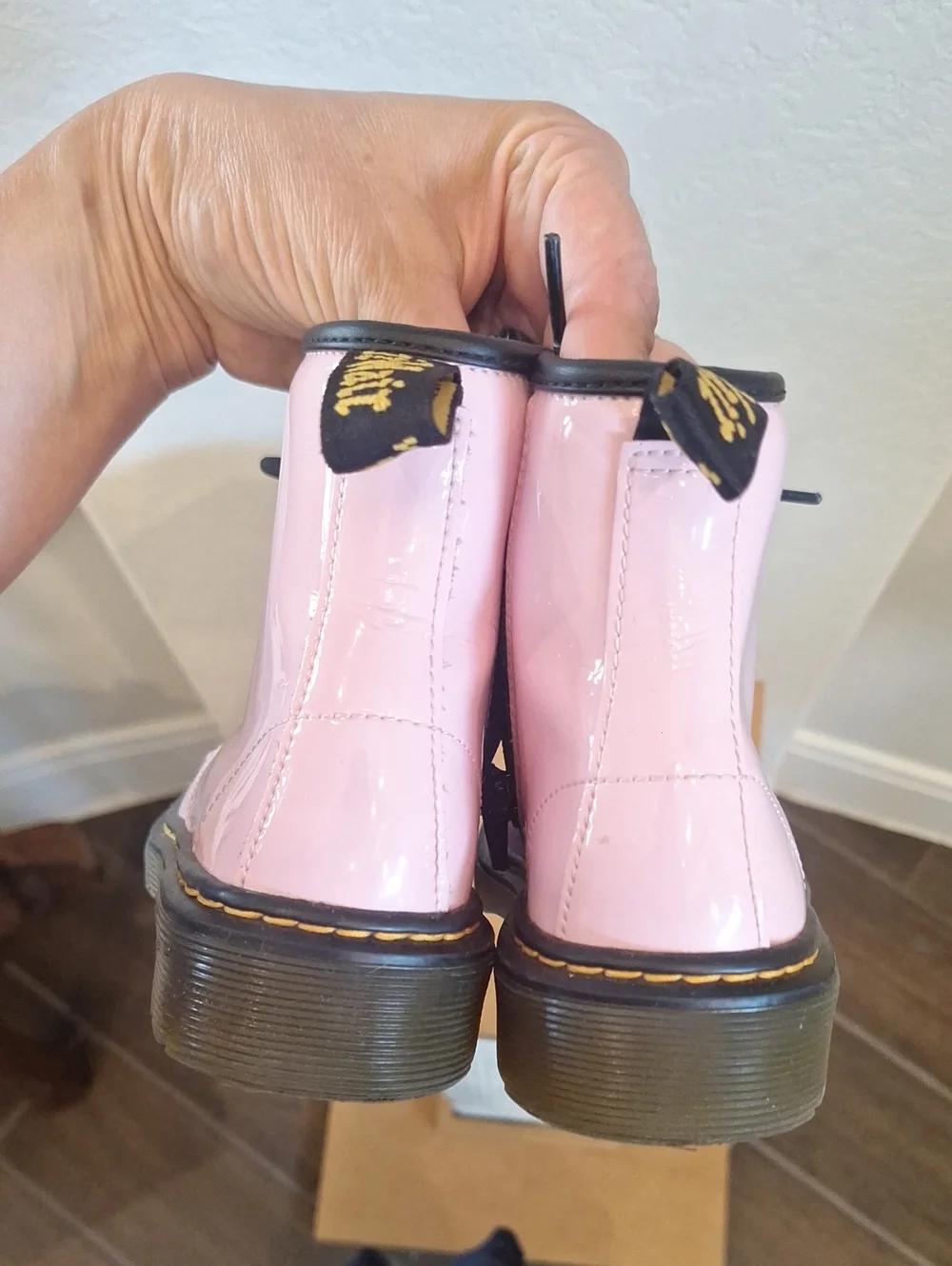 Dr. Martens Kids Patent Leather Lace Up Zip Up Combat Boots Pink Size US 12
